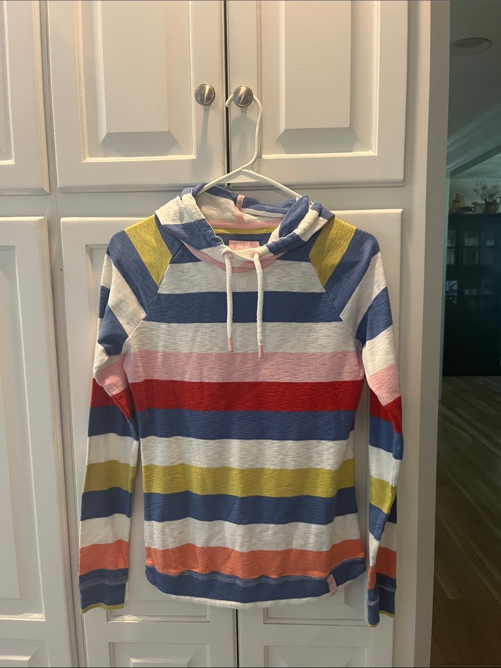 Joules Multicolor Striped Hoodie in Blue, Red, Yellow & Pink
